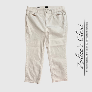 Talbots Modern Ankle Straight Leg Jeans White 16W